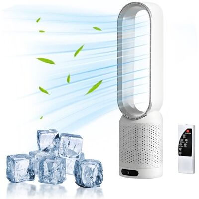 UVERBON Ventilateur puissant sans pales - 8 vitesses - avec Télécommande - 90° - Minuterie 2H - Ventilateur tour silencieux - portable fan Blanc - Publicité UVERBON Ventilateur puissant sans pales - 8 vitesses - avec Télécommande - 90° - Minuterie 2H - Ventilateur tour silencieux - portable fan Blanc - Publicité