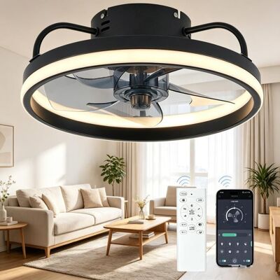 UVERBON Ventilateur Plafonnier LED 3 couleurs 6 vitesses Minuterie Silencieux 33 cm 55 W 4 Feuilles Ventilateur de plafond LED noir Noir - Publicité UVERBON Ventilateur Plafonnier LED 3 couleurs 6 vitesses Minuterie Silencieux 33 cm 55 W 4 Feuilles Ventilateur de plafond LED noir Noir - Publicité