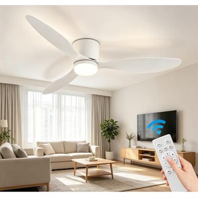 UVERBON Ventilateur de plafond LED - 6 vitesses - 3 couleurs dintensité - avec Télécommande - Minuterie - Silencieux - Marche arrière-45 W Blanc - Publicité UVERBON Ventilateur de plafond LED - 6 vitesses - 3 couleurs dintensité - avec Télécommande - Minuterie - Silencieux - Marche arrière-45 W Blanc - Publicité