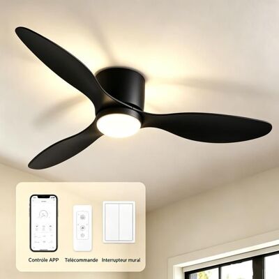 UVERBON Ventilateur Plafond Silencieux avec Lumière Dimmable 6 Vitesses Fan Ø 105 cm +Télécommande - Minuterie - réversible -3 couleurs Noir - Publicité UVERBON Ventilateur Plafond Silencieux avec Lumière Dimmable 6 Vitesses Fan Ø 105 cm +Télécommande - Minuterie - réversible -3 couleurs Noir - Publicité