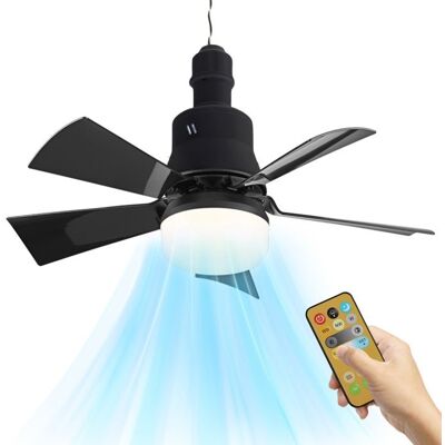 UVERBON Ventilateur de plafond 40 cm 30 W 3 vitesses 3 températures de couleur douille E27 installation facile - noir Noir - Publicité UVERBON Ventilateur de plafond 40 cm 30 W 3 vitesses 3 températures de couleur douille E27 installation facile - noir Noir - Publicité