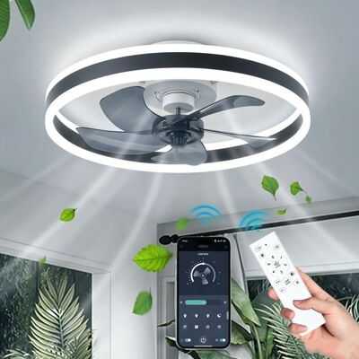 UVERBON Ventilateur de plafond avec Lumiere - App/Télécommande -6 vitesses Fan Silencieux LED lumière réglable -5 pales feuilles -Minuterie Noir - Publicité UVERBON Ventilateur de plafond avec Lumiere - App/Télécommande -6 vitesses Fan Silencieux LED lumière réglable -5 pales feuilles -Minuterie Noir - Publicité