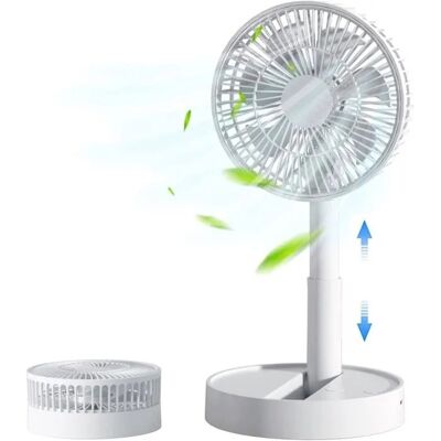 NOBRAND Ventilateur portable - - Pliable 3600mAh - 4 vitesses - USB rechargeable - Silencieux Blanc - Publicité NOBRAND Ventilateur portable - - Pliable 3600mAh - 4 vitesses - USB rechargeable - Silencieux Blanc - Publicité