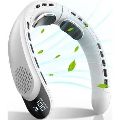 NOBRAND Ventilateur de cou rechargeable sans pales. Affichage LED. 3 vitesses de ventilation. Port USB Type-C - blanc. Publicité NOBRAND Ventilateur de cou rechargeable sans pales. Affichage LED. 3 vitesses de ventilation. Port USB Type-C - blanc. Publicité