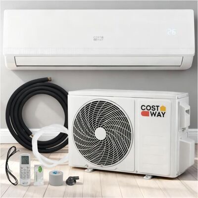 Climatiseur Fixe Mono-Split 9000BTU 26 kW R32 COSTWAY-16-31°C-Pompe à Chaleur-22㎡-Kit 4M de Liaison Complet-Minuterie 24H-A++ Blanc - Publicité Climatiseur Fixe Mono-Split 9000BTU 26 kW R32 COSTWAY-16-31°C-Pompe à Chaleur-22㎡-Kit 4M de Liaison Complet-Minuterie 24H-A++ Blanc - Publicité