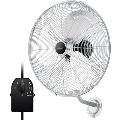 Ventilateur Mural Industriel 120 W 51 cm COSTWAY-3 Vitesses-3 Pales en Aluminium-Tête Oscillant-Protection Contre Surchauffe-Argent Noir - Publicité Ventilateur Mural Industriel 120 W 51 cm COSTWAY-3 Vitesses-3 Pales en Aluminium-Tête Oscillant-Protection Contre Surchauffe-Argent Noir - Publicité