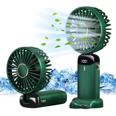NOBRAND Ventilateur portatif mini ventilateur portable rechargeable par USB petit ventilateur de poche 5 vitesses avec base 3000 mAh Vert Vert - Publicité NOBRAND Ventilateur portatif mini ventilateur portable rechargeable par USB petit ventilateur de poche 5 vitesses avec base 3000 mAh Vert Vert - Publicité