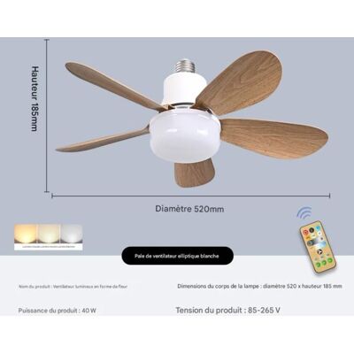 NOBRAND Ventilateur de plafond à pales ovales en bois avec douille à vis E27 silencieux 40 W - Blanc Blanc - Publicité NOBRAND Ventilateur de plafond à pales ovales en bois avec douille à vis E27 silencieux 40 W - Blanc Blanc - Publicité