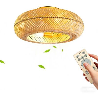 UVERBON Ventilateur de Plafond avec Lumière LED en Osier Tressé – Design Cage à Oiseau – 50W Silencieux – 6 Vitesses + Télécommande Jaune - Publicité UVERBON Ventilateur de Plafond avec Lumière LED en Osier Tressé – Design Cage à Oiseau – 50W Silencieux – 6 Vitesses + Télécommande Jaune - Publicité