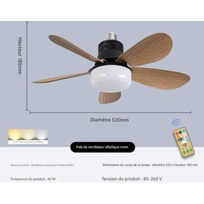 Ventilateur de plafond - NOBRAND - Fleur - 40 W - Silencieux - Télécommandé - Bois Noir Noir - Publicité Ventilateur de plafond - NOBRAND - Fleur - 40 W - Silencieux - Télécommandé - Bois Noir Noir - Publicité