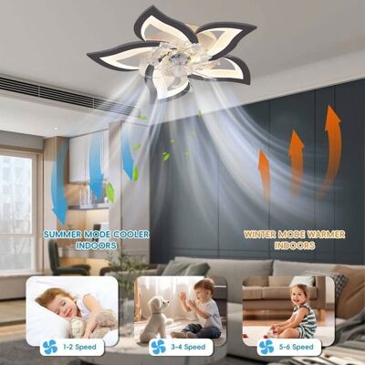 Ventilateur de plafond à LED - UVERBON - Fan Silencieux Dimmable - 6 vitesses - Gradation tricolore - Moteur réversible - Publicité Ventilateur de plafond à LED - UVERBON - Fan Silencieux Dimmable - 6 vitesses - Gradation tricolore - Moteur réversible - Publicité