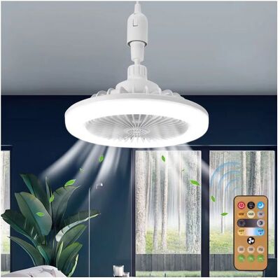 SANS MARQUE Ventilateur de Plafond LED E27 avec Télécommande Ventilateur Silencieux de Chambre Lampe Ventilateur Réglable 3 Vitesses Blanc - Publicité SANS MARQUE Ventilateur de Plafond LED E27 avec Télécommande Ventilateur Silencieux de Chambre Lampe Ventilateur Réglable 3 Vitesses Blanc - Publicité