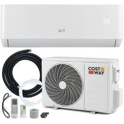 Climatiseur Fixe Mono-Split 12000BTU 34 kW R32 COSTWAY-16-31°C-Pompe à Chaleur-22㎡-Kit 4M de Liaison Complet-Minuterie 24H-A++ Blanc - Publicité Climatiseur Fixe Mono-Split 12000BTU 34 kW R32 COSTWAY-16-31°C-Pompe à Chaleur-22㎡-Kit 4M de Liaison Complet-Minuterie 24H-A++ Blanc - Publicité