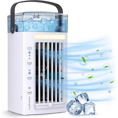 JUPPRO Ventilateur de Climatiseur Portable 3 en 1 Refroidisseur dair et Humidificateur de Bureau avec 3 Vitesses et Lumière LED 7 Couleurs Blanc - Publicité JUPPRO Ventilateur de Climatiseur Portable 3 en 1 Refroidisseur dair et Humidificateur de Bureau avec 3 Vitesses et Lumière LED 7 Couleurs Blanc - Publicité