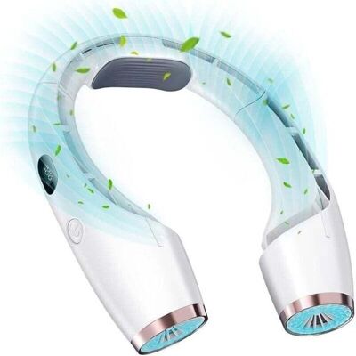 NOBRAND Ventilateur de cou sans pales affichage LED à trois vitesses fonctionnement ultra-silencieux chargement USB - blanc - Publicité NOBRAND Ventilateur de cou sans pales affichage LED à trois vitesses fonctionnement ultra-silencieux chargement USB - blanc - Publicité