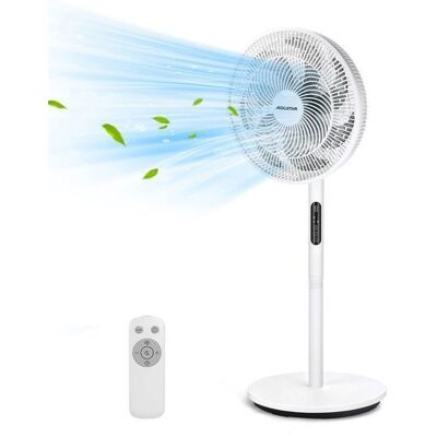 Aigostar Ventilateur sur Pied Silencieux 35 dB Moteur BLDC 7 Pales 9 Vitesses Oscillation 85° Télécommande Minuteur 9H Blanc - Publicité Aigostar Ventilateur sur Pied Silencieux 35 dB Moteur BLDC 7 Pales 9 Vitesses Oscillation 85° Télécommande Minuteur 9H Blanc - Publicité