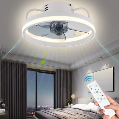 Ventilateur de plafond avec lumières UVERBON - Télécommande - Air invisible - Silencieux - 55W - 33cm Blanc - Publicité Ventilateur de plafond avec lumières UVERBON - Télécommande - Air invisible - Silencieux - 55W - 33cm Blanc - Publicité