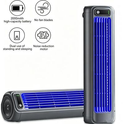 UVERBON Climatiseur Portable Silencieux avec 3 Vitesses Ventilateur de Bureau Mobile Rechargeable Ventilateur Mural pour Maison Bureau Gris - Publicité UVERBON Climatiseur Portable Silencieux avec 3 Vitesses Ventilateur de Bureau Mobile Rechargeable Ventilateur Mural pour Maison Bureau Gris - Publicité