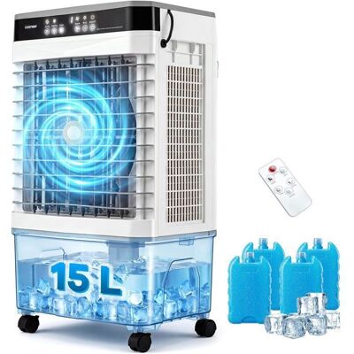 Climatiseur Mobile 15L 80W 3 en 1 Rafraîchisseur dAir COSTWAY- Froid-Télécommande-Minuterie 12H-3 Vitesses-Oscillation 70° - Publicité Climatiseur Mobile 15L 80W 3 en 1 Rafraîchisseur dAir COSTWAY- Froid-Télécommande-Minuterie 12H-3 Vitesses-Oscillation 70° - Publicité