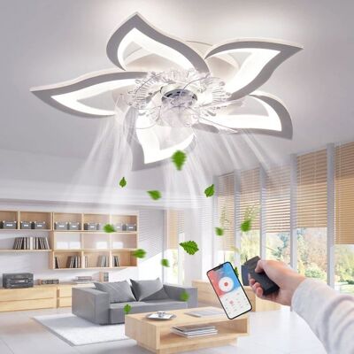 UVERBON Ventilateur de Plafond avec Lumière Silencieux Dimmable Ventilateur LED avec Télécommande/APP pour Salon Chambre Minuterie Blanc - Publicité UVERBON Ventilateur de Plafond avec Lumière Silencieux Dimmable Ventilateur LED avec Télécommande/APP pour Salon Chambre Minuterie Blanc - Publicité
