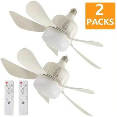 NOBRAND Lot de 2 ventilateurs de plafond – 3 vitesses réglables – 5 pales – Douille E27/E26 – Télécommande – Éclairage LED ajustable - Publicité NOBRAND Lot de 2 ventilateurs de plafond – 3 vitesses réglables – 5 pales – Douille E27/E26 – Télécommande – Éclairage LED ajustable - Publicité