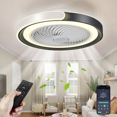 NOBRAND Ventilateur plafonnier silencieux TYJY rond moderne 50 cm LED dimmable 70 W avec télécommande minuterie et 6 vitesses (blanc) Blanc - Publicité NOBRAND Ventilateur plafonnier silencieux TYJY rond moderne 50 cm LED dimmable 70 W avec télécommande minuterie et 6 vitesses (blanc) Blanc - Publicité