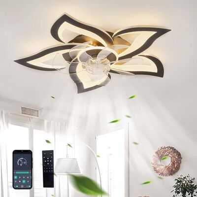 UVERBON Ventilateur Plafond Avec Lumiere Silencieux Dimmable LED Lustre Ventilateur DC Réversible 6 Vitesses Plafonnier Ventilateur Noir - Publicité UVERBON Ventilateur Plafond Avec Lumiere Silencieux Dimmable LED Lustre Ventilateur DC Réversible 6 Vitesses Plafonnier Ventilateur Noir - Publicité