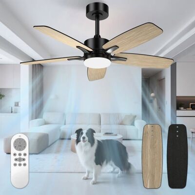 NOBRAND Ventilateur de plafond silencieux 106 cm avec lumière LED dimmable télécommande 6 vitesses minuterie 5 pales doubles - Publicité NOBRAND Ventilateur de plafond silencieux 106 cm avec lumière LED dimmable télécommande 6 vitesses minuterie 5 pales doubles - Publicité