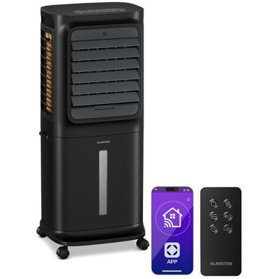 Rafraîchisseur dair Ventilateur connecté - Klarstein Breezcube - 340 m³/h - 10L - 30 m² - 3 modes - 50W - Noir - Télécommande Noir - Publicité Rafraîchisseur dair Ventilateur connecté - Klarstein Breezcube - 340 m³/h - 10L - 30 m² - 3 modes - 50W - Noir - Télécommande Noir - Publicité