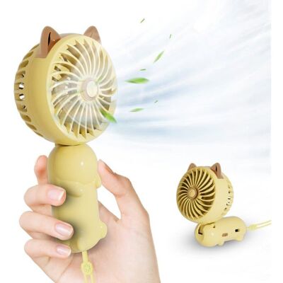 SANS MARQUE Ventilateur chat rechargeable pliable 3 vitesses jaune Jaune - Publicité SANS MARQUE Ventilateur chat rechargeable pliable 3 vitesses jaune Jaune - Publicité