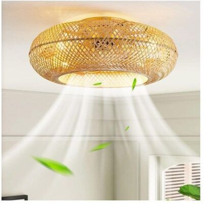 UVERBON Ventilateur de plafond en rotin avec éclairage télécommande 6 vitesses de ventilation minuteur silencieux ampoule E27 Blanc - Publicité UVERBON Ventilateur de plafond en rotin avec éclairage télécommande 6 vitesses de ventilation minuteur silencieux ampoule E27 Blanc - Publicité