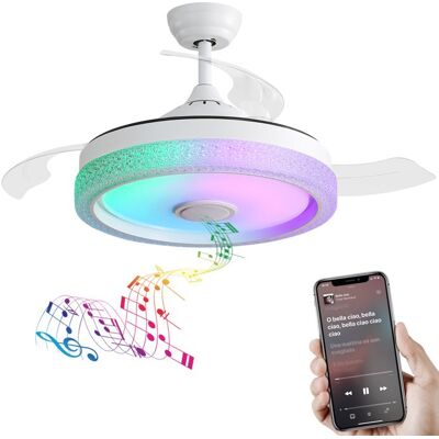 NOBRAND Ventilateur de plafond 106 cm avec LED 32w - 3 couleurs blanc + RGB - moteur dc réversible - 6 vitesses - télécommande - blanc Blanc - Publicité NOBRAND Ventilateur de plafond 106 cm avec LED 32w - 3 couleurs blanc + RGB - moteur dc réversible - 6 vitesses - télécommande - blanc Blanc - Publicité