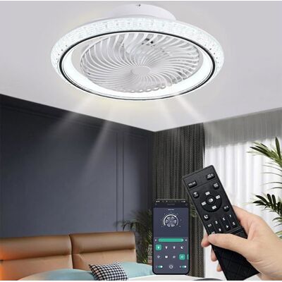 NOBRAND Ventilateur de plafond silencieux 49 cm rotation 360° télécommande + appli lumière dimmable 6 vitesses 72 W blanc Blanc - Publicité NOBRAND Ventilateur de plafond silencieux 49 cm rotation 360° télécommande + appli lumière dimmable 6 vitesses 72 W blanc Blanc - Publicité