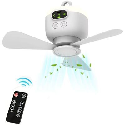 UVERBON Ventilateurs de Plafond Portables avec Lumière 8000 mAh Rechargeable par USB 3 Vitesses Silencieux pour Camping Tentes Chambres Blanc - Publicité UVERBON Ventilateurs de Plafond Portables avec Lumière 8000 mAh Rechargeable par USB 3 Vitesses Silencieux pour Camping Tentes Chambres Blanc - Publicité