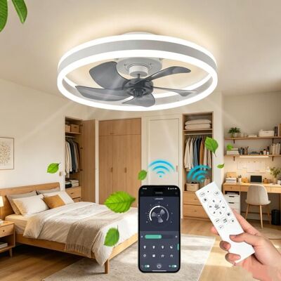 UVERBON Ventilateur Plafond avec Lumiere - 6 vitesses - Fan Silencieux - App/Télécommande - Minuterie - 5 pales feuilles -50cm -55W -Blanc Blanc - Publicité UVERBON Ventilateur Plafond avec Lumiere - 6 vitesses - Fan Silencieux - App/Télécommande - Minuterie - 5 pales feuilles -50cm -55W -Blanc Blanc - Publicité