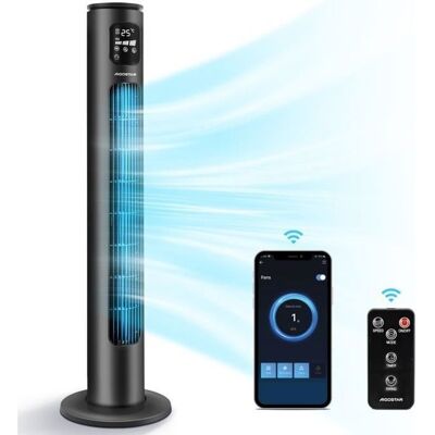 Aigostar Ventilateur Tour avec Télécommande(97cm)Oscillation 70° 50WSilencieuxEcran LEDConnexion Intelligente: WiFi + Bluetooth Noir - Publicité Aigostar Ventilateur Tour avec Télécommande(97cm)Oscillation 70° 50WSilencieuxEcran LEDConnexion Intelligente: WiFi + Bluetooth Noir - Publicité