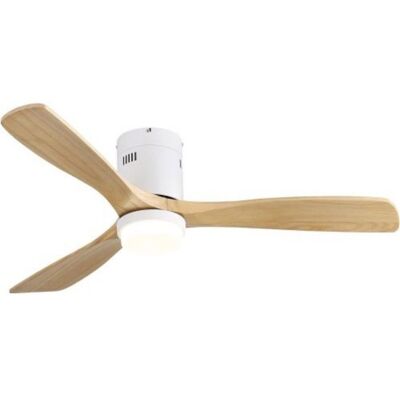 NOBRAND Ventilateur Plafond 3 Pales Bois Massif 132x132x30cm Blanc Moteur Silencieux Reversible avec Eclairage et Telecommande Blanc - Publicité NOBRAND Ventilateur Plafond 3 Pales Bois Massif 132x132x30cm Blanc Moteur Silencieux Reversible avec Eclairage et Telecommande Blanc - Publicité