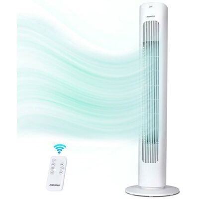Aigostar Ventilateur Colonne SilencieuxTélécommande50 W 3 Vitesses et 3 ModesOscillation 70°Ventilateur avec Minuterie 7H Blanc - Publicité Aigostar Ventilateur Colonne SilencieuxTélécommande50 W 3 Vitesses et 3 ModesOscillation 70°Ventilateur avec Minuterie 7H Blanc - Publicité