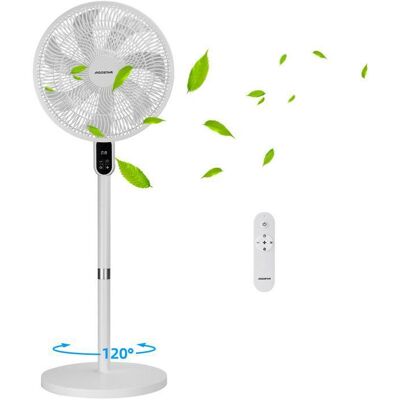 Aigostar Ventilateur sur Pied Silencieux avec Télécommande 7 Pales Puissant Oscillation 120° Hauteur Réglable 91-125cm Blanc Blanc - Publicité Aigostar Ventilateur sur Pied Silencieux avec Télécommande 7 Pales Puissant Oscillation 120° Hauteur Réglable 91-125cm Blanc Blanc - Publicité
