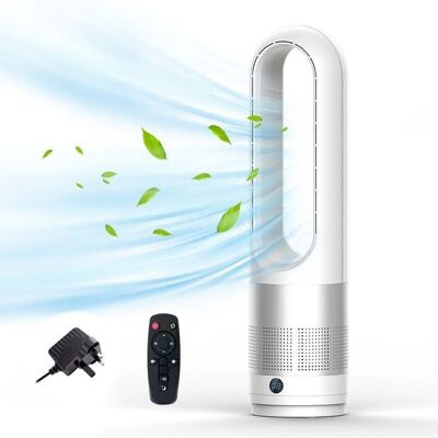 UVERBON Ventilateur sans pales de 18 pouces avec télécommande silencieux à ions négatifs minuterie de 8 heures télécommande de 5 mètres Blanc - Publicité UVERBON Ventilateur sans pales de 18 pouces avec télécommande silencieux à ions négatifs minuterie de 8 heures télécommande de 5 mètres Blanc - Publicité
