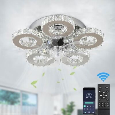 NOBRAND Plafonnier Ventilateur LED 5 Anneaux Design Moderne — Éclairage Dimmable + Ventilation Silencieuse Télécommande Blanc - Publicité NOBRAND Plafonnier Ventilateur LED 5 Anneaux Design Moderne — Éclairage Dimmable + Ventilation Silencieuse Télécommande Blanc - Publicité
