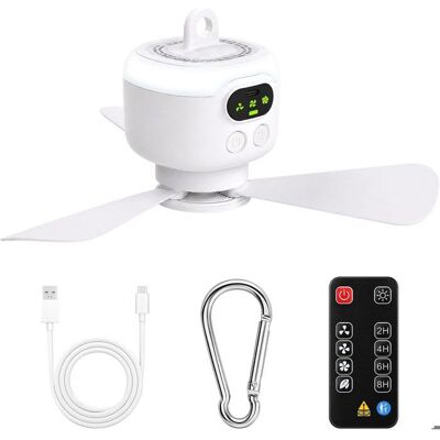 UVERBON Ventilateur Camping Rechargeable 8000mAh Petit Ventilateur Plafond Tente avec Télécommande 3 Vitesses Minuterie Silencieux Blanc - Publicité UVERBON Ventilateur Camping Rechargeable 8000mAh Petit Ventilateur Plafond Tente avec Télécommande 3 Vitesses Minuterie Silencieux Blanc - Publicité