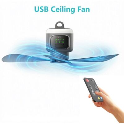 UVERBON Ventilateur de plafond USB 12000mAh Télécommande 4 Vitesses & Minuterie 2-8h Ultra Silencieux Pour Tente Dortoir Voyage Noir - Publicité UVERBON Ventilateur de plafond USB 12000mAh Télécommande 4 Vitesses & Minuterie 2-8h Ultra Silencieux Pour Tente Dortoir Voyage Noir - Publicité