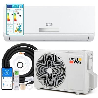 Climatiseur Fixe Mono-Split 9000BTU 26 kW Wifi R32 COSTWAY-16-32°C-Pompe à Chaleur--Kit 4M de Liaison Complet-Minuterie 24H-A++ Blanc - Publicité Climatiseur Fixe Mono-Split 9000BTU 26 kW Wifi R32 COSTWAY-16-32°C-Pompe à Chaleur--Kit 4M de Liaison Complet-Minuterie 24H-A++ Blanc - Publicité