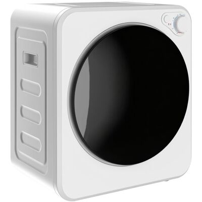 VVBV Mini sèche-linge 4 kg - Sèche-linge à évacuation avec tambour en inox - 5 programmes 800W/400W - Blanc Blanc - Publicité VVBV Mini sèche-linge 4 kg - Sèche-linge à évacuation avec tambour en inox - 5 programmes 800W/400W - Blanc Blanc - Publicité