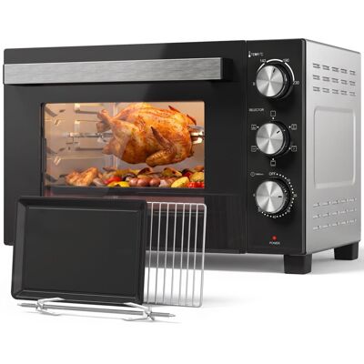 Mini-four - HOMCOM - 36 L - broche rotative chaleur tournante température réglable 90-230 °C - acier - 531x38x35cm - argenté Noir - Publicité Mini-four - HOMCOM - 36 L - broche rotative chaleur tournante température réglable 90-230 °C - acier - 531x38x35cm - argenté Noir - Publicité