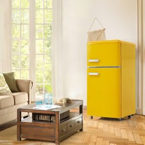 NOBRAND Réfrigérateur Classique Rétro Frigo 72L Double Porte - Congélateur 21L - LED - 120kWh/an - Jaune - Classe E Jaune - Publicité NOBRAND Réfrigérateur Classique Rétro Frigo 72L Double Porte - Congélateur 21L - LED - 120kWh/an - Jaune - Classe E Jaune - Publicité