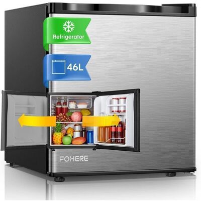 FOHERE Mini Frigo 46 L 7 Niveaux Thermostat Porte Réversible Classe Énergétique E pour Chambre Bureau Dortoir (Acier Inoxydable) Noir - Publicité FOHERE Mini Frigo 46 L 7 Niveaux Thermostat Porte Réversible Classe Énergétique E pour Chambre Bureau Dortoir (Acier Inoxydable) Noir - Publicité