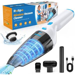 ROLIPO Aspirateur à Main Sans Fil - USB Rechargeable - 100W/9500Pa - jusqu 20 Mins - VoitureMaisonPoils Blanc - Publicité ROLIPO Aspirateur à Main Sans Fil - USB Rechargeable - 100W/9500Pa - jusqu 20 Mins - VoitureMaisonPoils Blanc - Publicité