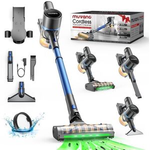 MUVANO Aspirateur Balai Sans Fil Puissant - Autonomie - Filtration 5 Étapes - LED - Anti-Enchevêtrement Bleu - Publicité MUVANO Aspirateur Balai Sans Fil Puissant - Autonomie - Filtration 5 Étapes - LED - Anti-Enchevêtrement Bleu - Publicité